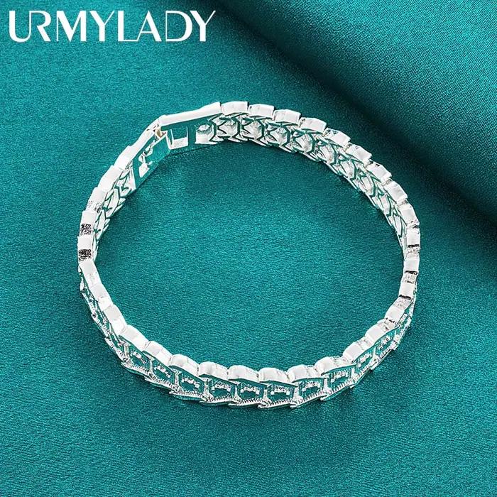 URMYLADY-Bracelet en argent regardé 925 pour homme et femme, breloque, mariage, convocation, fête de fiançailles, bijoux fantaisie