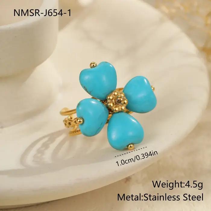 Bagues vintage bohèmes en verre turquoise pour femme, style vacances, bijoux quotidiens, décoration de fête, cadeaux