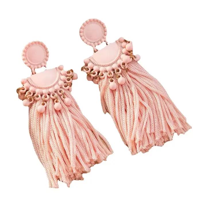 Boucles d'oreilles longues à pampilles, nouveau Style chinois, multicolore, minimaliste, tendance, bijoux de déclaration, accessoires d'oreille