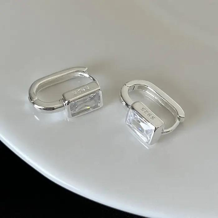 XIYANIKE minimaliste géométrique blanc Zircon boucles d'oreilles pour femmes fille mode coréenne nouveaux bijoux dames