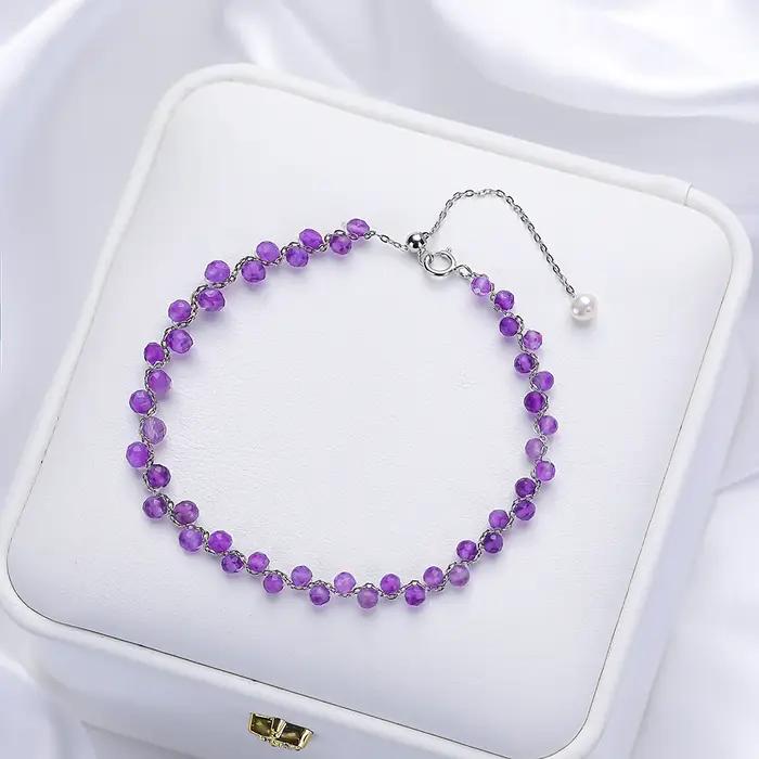 Lina Jw – Bracelet en spinelle noire en pierre naturelle pour femmes