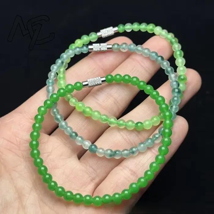 Bracelet en jade vert naturel et émeraude 4mm, chalcédoine, bijoux de mode jeunesse exquis et sexy, cadeaux de vacances les plus vendus
