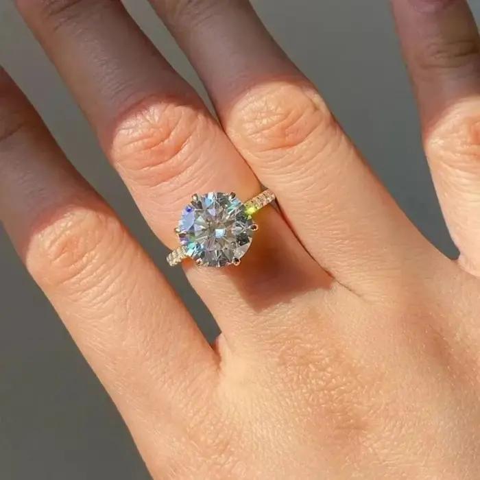 Bague en argent sterling 925 sertie de zirconium blanc classique pour femmes engagement fiançailles mariage occasions spéciales