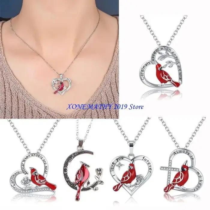 Collier en pierre semi-précieuse en forme d'oiseau rouge pour femmes, cadeau pour les occasions spéciales et quotidienne