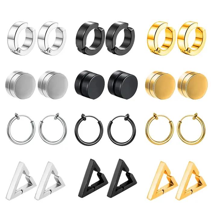 Boucles doreilles creoles a clip pour hommes femmes acier inoxydable sans perçage indolores bijoux cadeaux occasions speciales