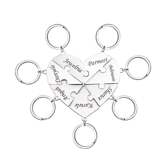 Noms personnalisés Puzzle pièces de coeur collier noms de famille personnalisés coeur Puzzle porte-c