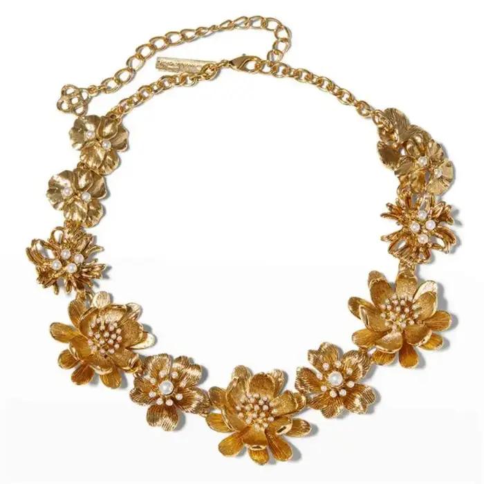 Nouveau Collier Femme en Émail à Motif Floral