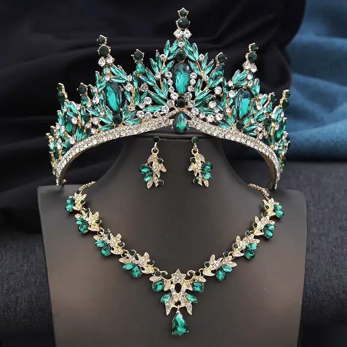 Diadèmes et couronnes de mariée avec ensemble collier et boucles d'oreilles pour femmes