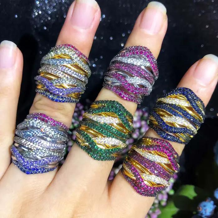 Missvikki-Grande bague multicolore de luxe pour femmes