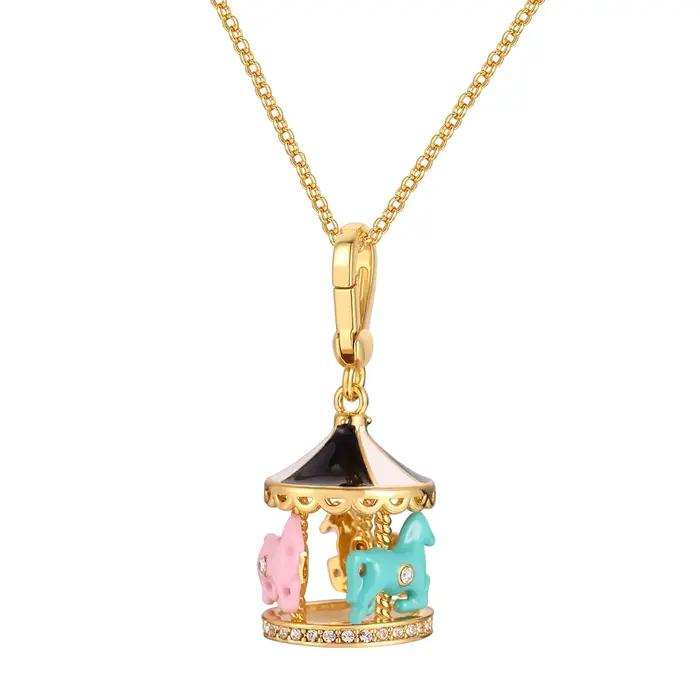 Collier avec pendentif carrousel coloré pour femmes