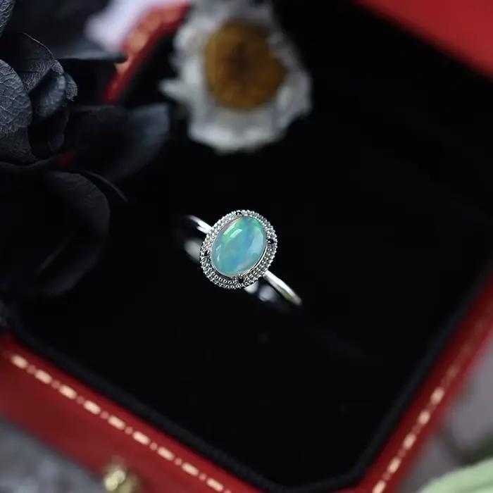 Bague en opale naturelle ITSMOS style vintage pour femmes occasions spéciales engagement bijoux quotidiens avec certificat CNAS