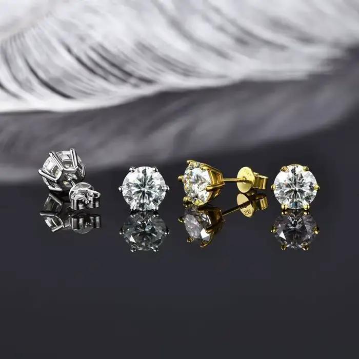 Boucles d'oreilles et collier en argent 925 plaqué or avec moissanite pour femmes, élégant et sophistiqué pour les occasions spéciales