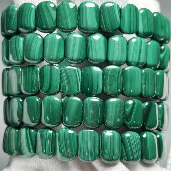 Bracelet en malachite naturelle, symbole de protection et croissance, perles rectangulaires, poids généreux, occasion spéciale pour femmes
