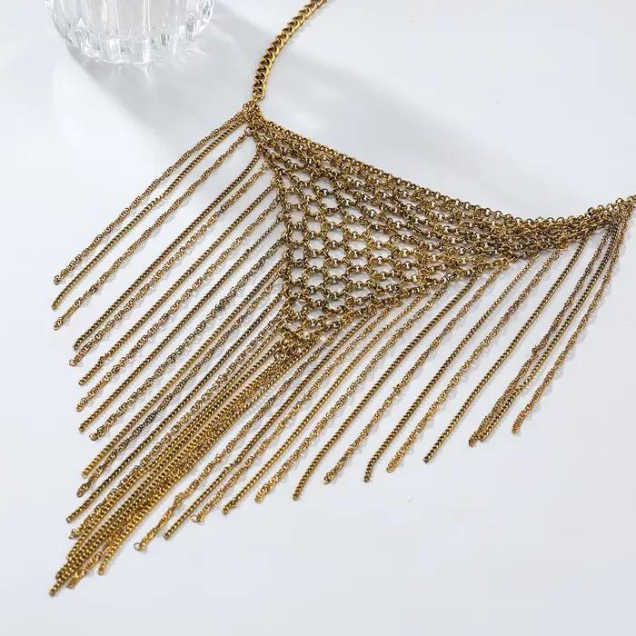 Collier en dentelle à pampilles exagérées pour femmes, style français, chaîne de clavicule, bijoux de luxe tendance, accessoires cadeaux pour dames et jeunes filles