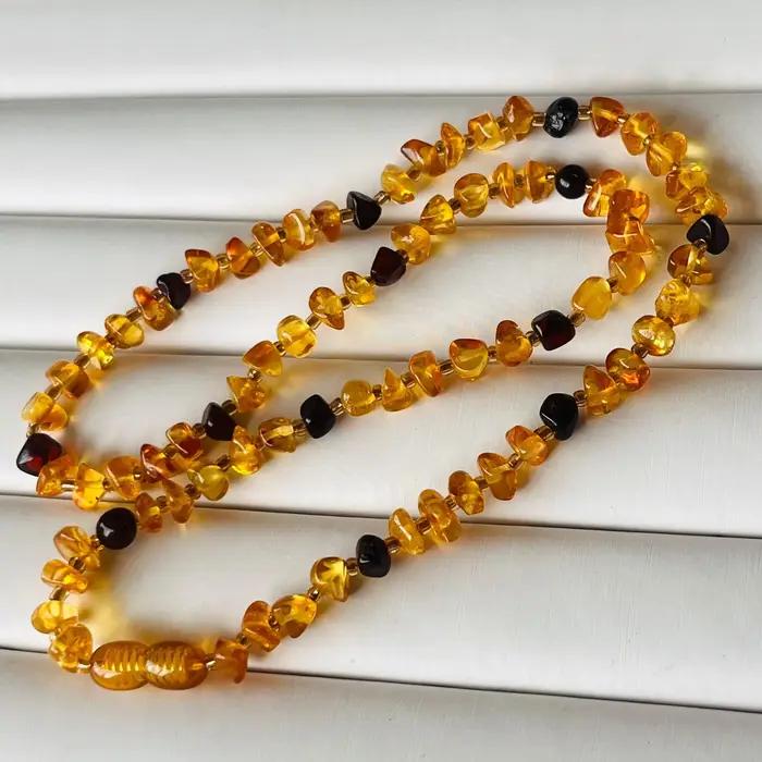 Collier d'ambre naturel pour femme, tour de cou, pierre précieuse de guérison, bijoux fins, véritabl