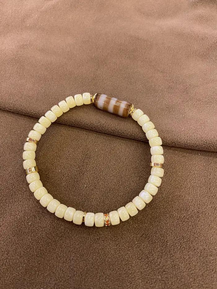 Bracelet en agate rouge rayé avec chaîne réglable