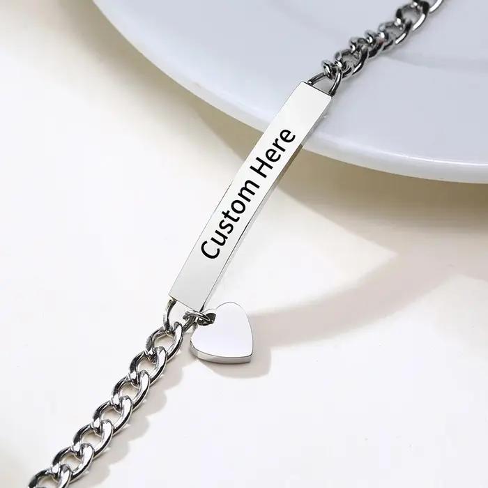 Bracelet Gravé Personnalisé en Acier Inoxydable Pour Filles Occasions Spéciales Prénom ou Date De Naissance