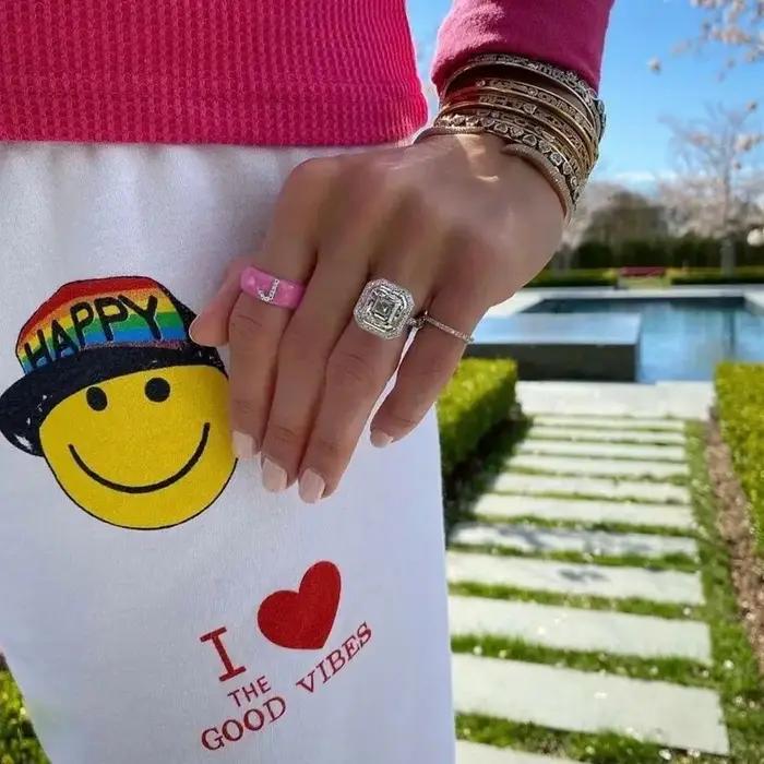 Bague personnalisable en émail bleu rose avec 26 lettres alphabet pour femmes, tracker d'humeur, cadeau d'engagement, mariage, occasions spéciales