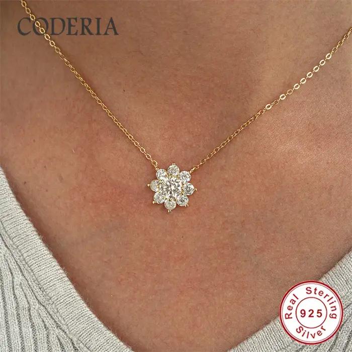 Pendentif tournesol classique 1 Carat D couleur VVS1 3EX diamant Moissanite argent S925 collier 14K plaqué or chaîne femmes bijoux