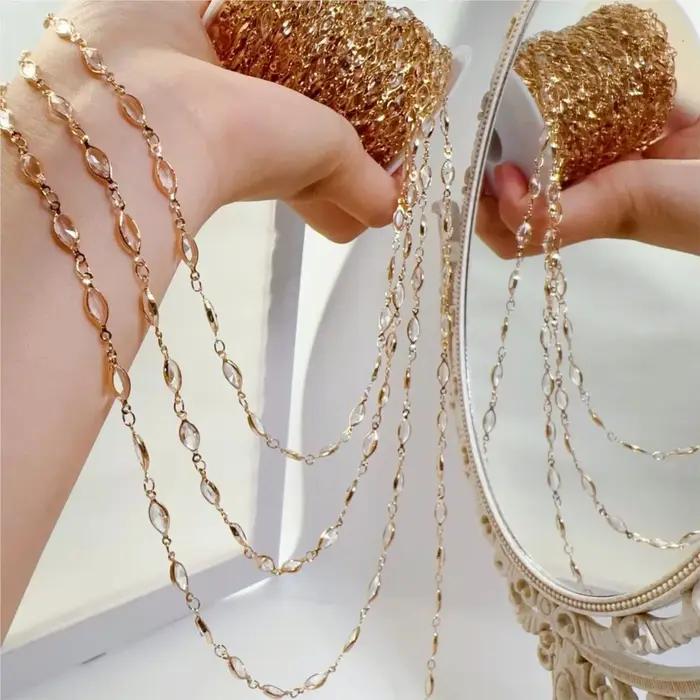 Chaîne Transparente en Laiton Plaquée Or 18 Carats Élégante Pour Création de Bijoux Colliers Bracelets Occasions Spéciales Femmes