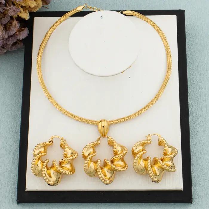 Ensemble de bijoux africains plaqués or 18 carats pour femmes