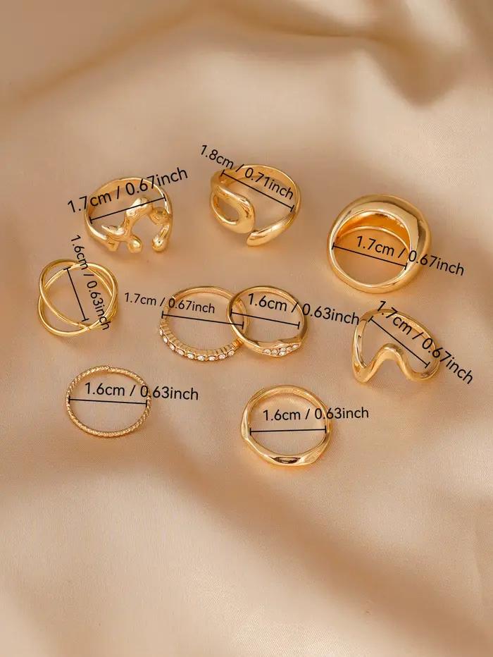 Collection de bagues élégantes en or, bandes fines empilables minimalistes, bijoux délicats à la mode pour femmes