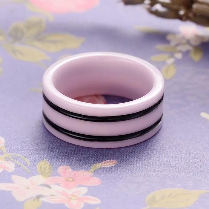 Bague en céramique coupée à la main pour femme, rose clair et noir, alliance de mariage pour soirées et événements spéciaux