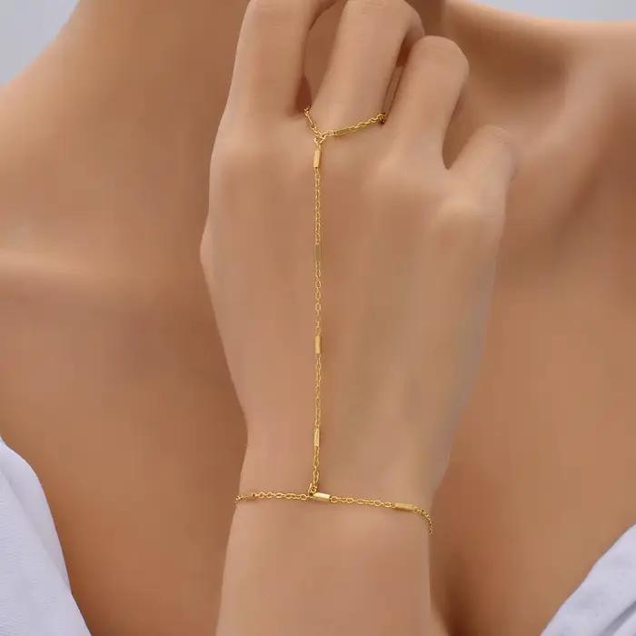 Bracelet à chaîne minuscule élégant pour femmes, bagues à maillons de couleur or, connexion de harna
