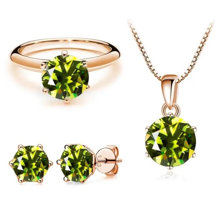 Ensemble de bijoux Moissanite pour charme dame plaqué or Rose avec total 4 carats argent mossanite 925