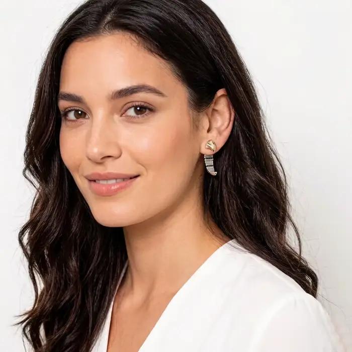 Boucles d'oreilles vintage en argent regardé 925 pour femme
