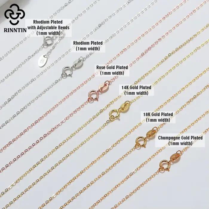 Rinntin 18K or 925 en argent Sterling mode câble lien chaînes collier pour femmes mince cou chaîne accessoires bijoux SC06