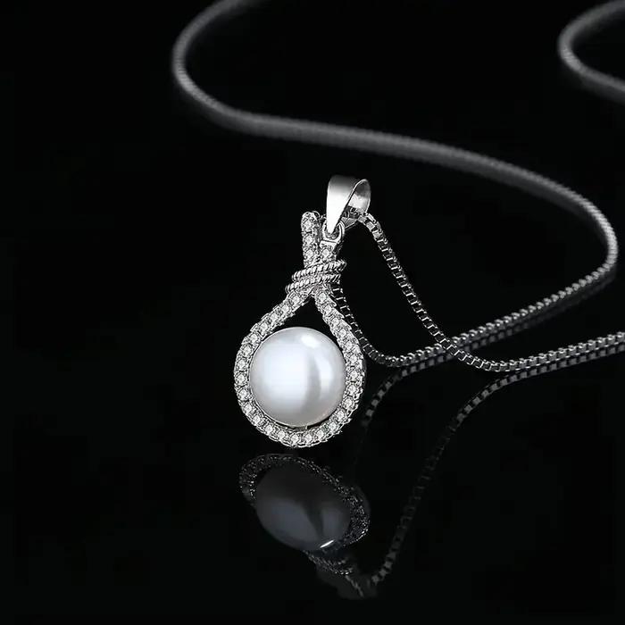 Collier avec pendentif en perles en argent sterling 925 pour femmes, design original, accessoires de mariage, cadeau de fête, bijoux tendance