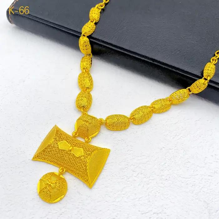 ANIID luxe indien dubaï 24k plaqué or rond collier et boucles d'oreilles ensembles pour les femmes éthiopien mariée ensemble de bijoux de mariage