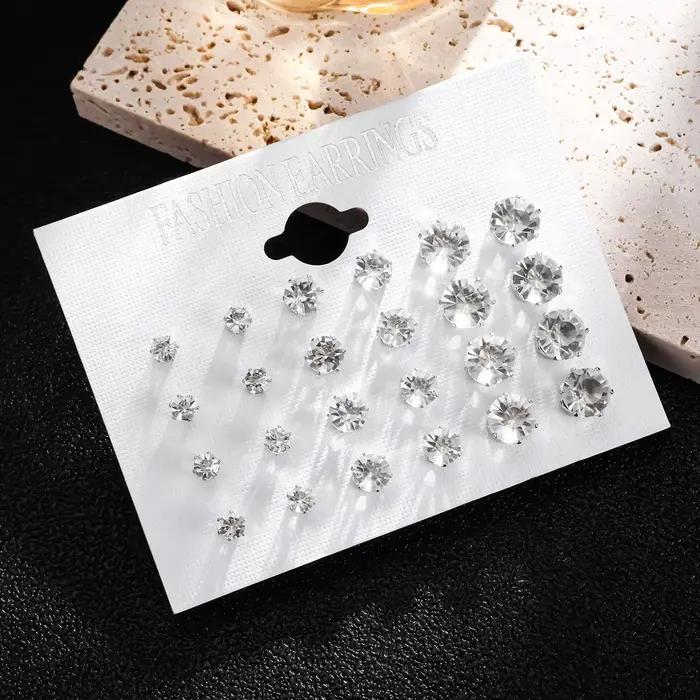 Nouveau 12 paire/pack blanc brillant boucles d'oreilles de mariage ensemble pour femmes hommes cristal bijoux