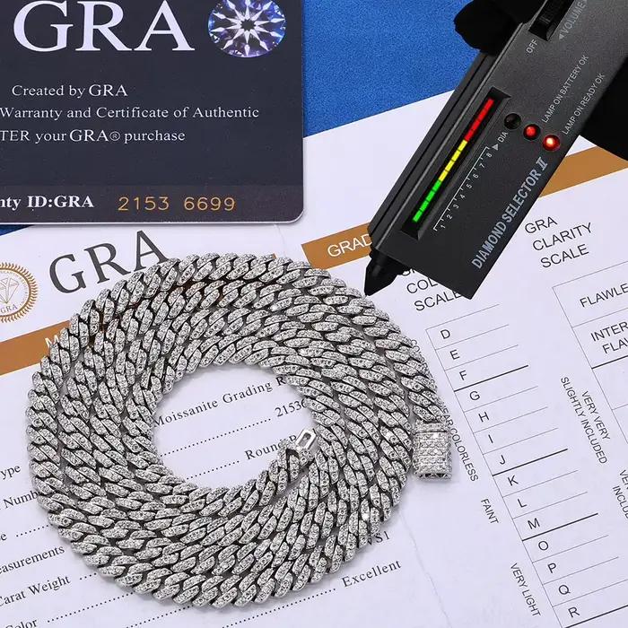 Collier cubain Nuoya 6MM à une rangée de moissanite, chaîne cubaine de luxe certifiée GRA pour hommes et femmes, bijoux raffinés