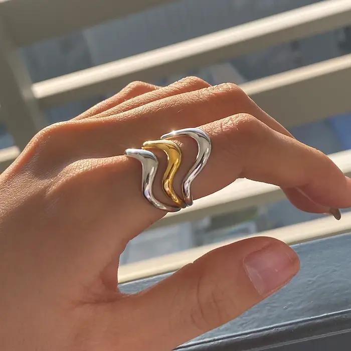 Collection de bagues en acier inoxydable plaqué or 18 carats Yori