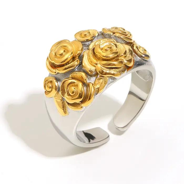 E.B.belle – bague ouverte en acier inoxydable plaqué or 18 carats