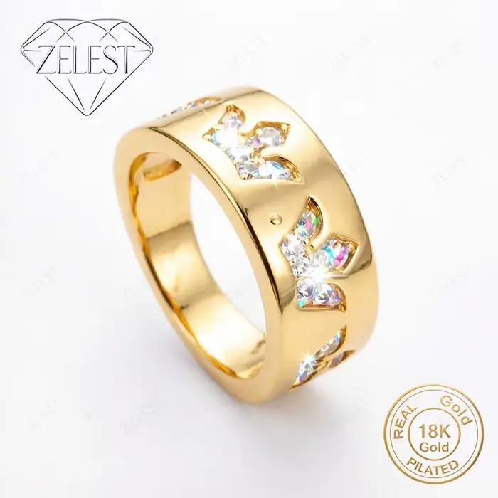 Bague simple en argent sterling 925 plaqué or 18 carats, effet brillant, accessoire de mode pour fem