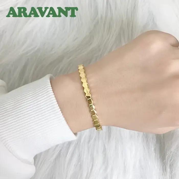 Bracelet géométrique en forme de losange en argent 925 et or 18 carats pour femmes