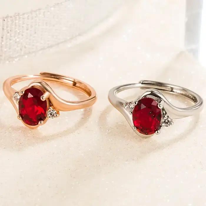 Bague romantique en argent Sterling 925 avec rubis pour femmes occasions spéciales engagement anniversaire mariage soirée festive