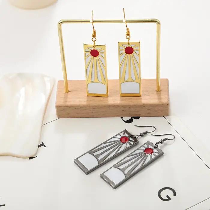 Boucles d'oreilles pendantes en métal Demon and The Slayer pour hommes et femmes