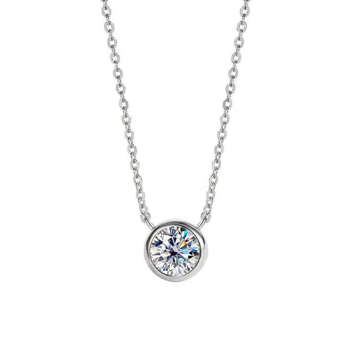 M-JAJA 1ct lunette Moissanite pendentif collier diamant collier pour femmes 18K plaqué or Rose S925