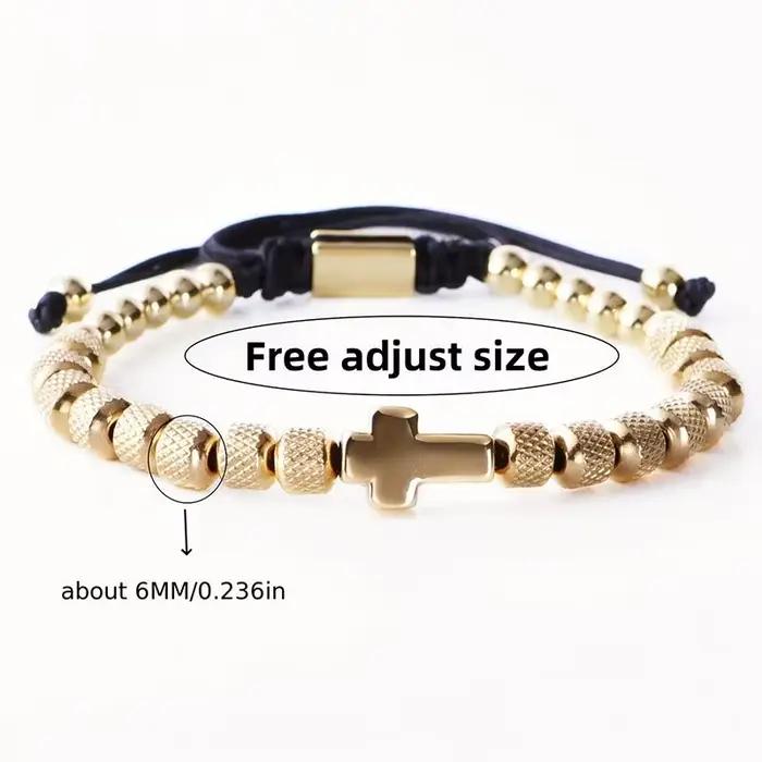 Bracelet porte-bonheur en acier inoxydable, perles faites à la main, pour hommes et femmes, chaîne de prière, bijoux de couple, cadeau