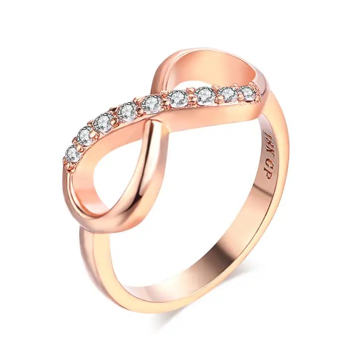 Bagues en cristal et cuivre pour femmes, nouveau Design Offre Spéciale, couleur or Rose, bijoux Infinity, offre spéciale, R407