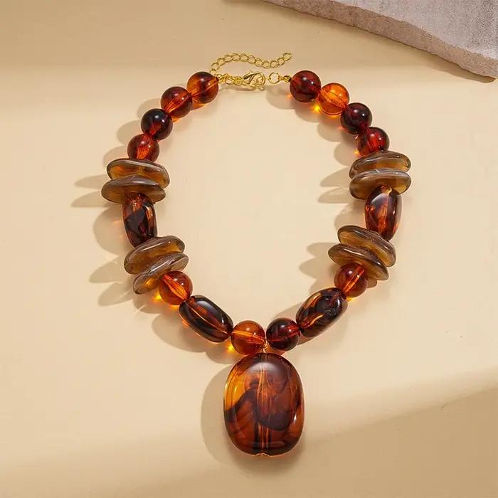 Collier élégant en acrylique ronds pour femmes style mode occasion spéciale cadeau de fête