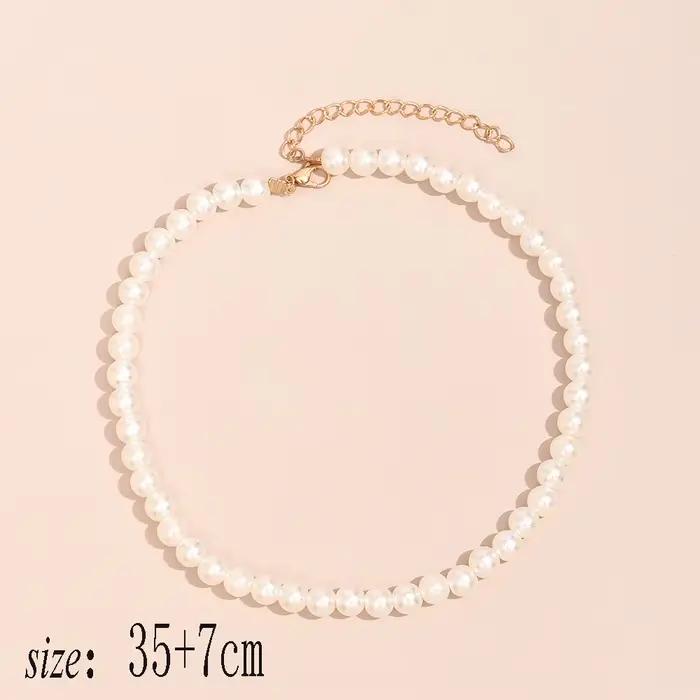 YWZIXLN 2021 tendance bijoux élégants mariage grand collier de perles pour les femmes mode blanc Imitation perle collier ras du cou N0179