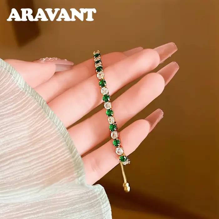 Aravant 925 argent 18K or émeraude Bracelet chaînes pour femmes bijoux de mode