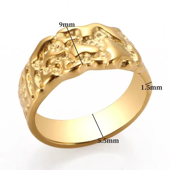Bague Pépite Vintage en acier inoxydable plaquée or pour femmes et hommes, cadeau idéal pour mariages, anniversaires et occasions spéciales