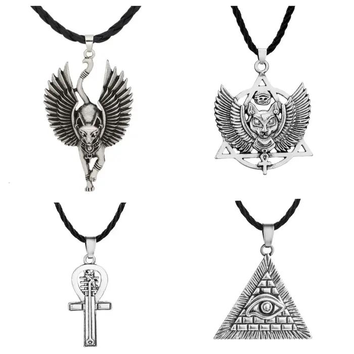 Bijoux Religieux Égyptiens Anciens Collier avec Pendentif Tête de Pharaon Égyptien Symboles Mystiques Colliers pour Femmes et Hommes Occasions Spéciales