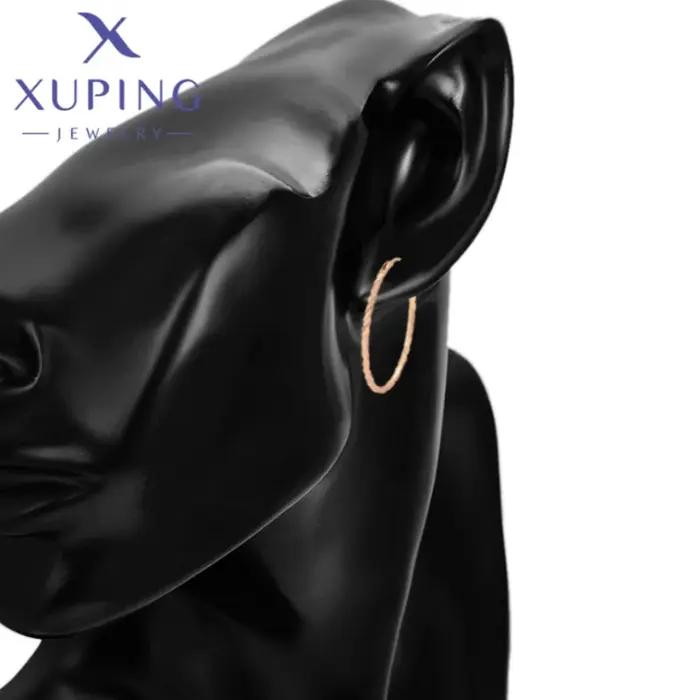 Xuping-Boucles d'oreilles créoles en or rose pour femme